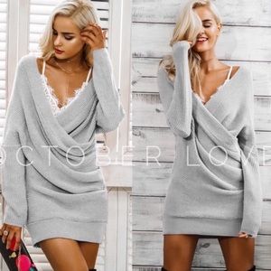 Winter dress winter sweater dress gray sweater